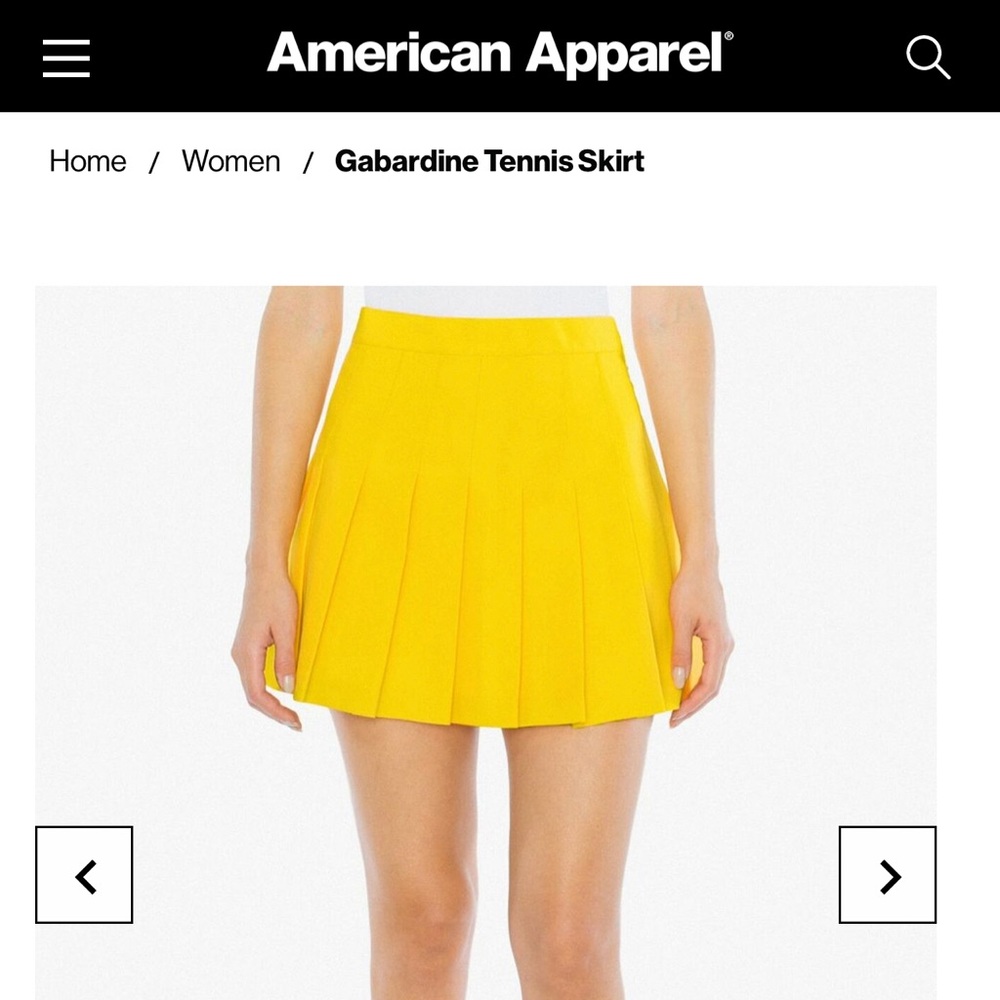 American apparel yellow pleated skirt
